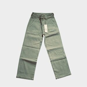 NEW Just USA x Stitch Fix High Rise Patch Pocket Straight Jeans, Olive, 25 / 0